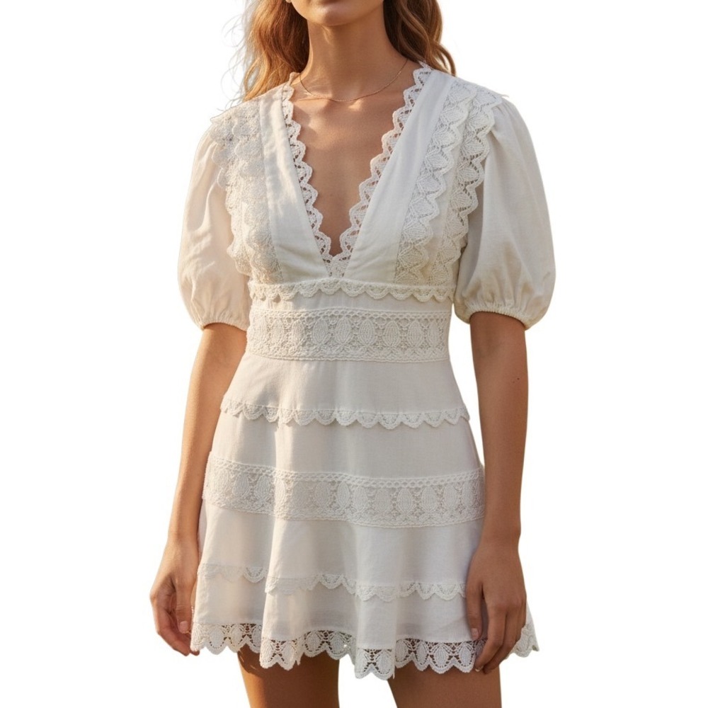 Endless Rose White Coquette Lace Mini Dress Whimsical Fairy Preppy Feminine M